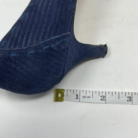 Seychelles women's Apostrophe blue corduroy kitten heel pumps 11 shoes bow - Picture 10 of 10